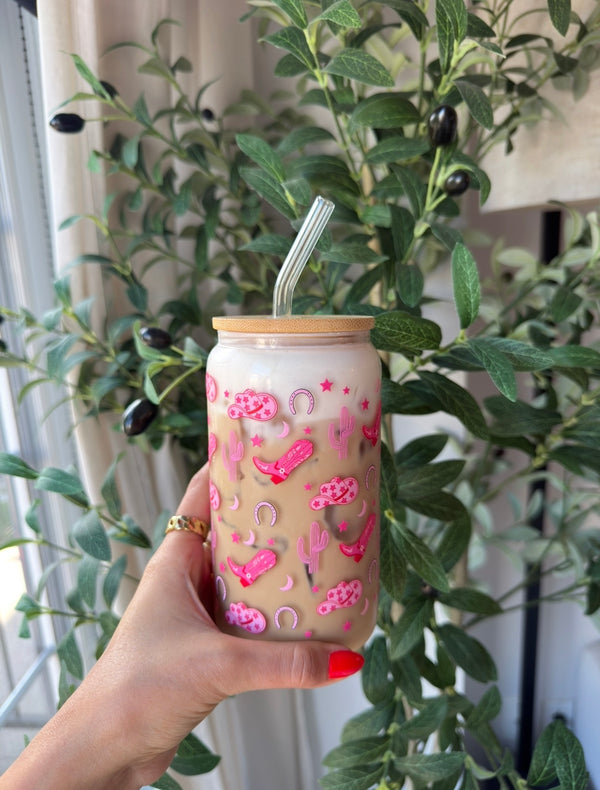 Pink Rodeo Glass Cup