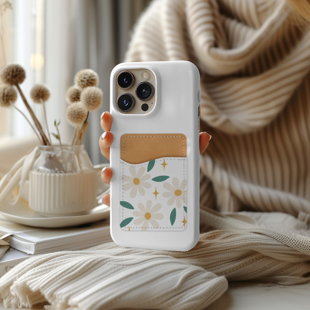 WHITE DAISIES PHONE CARD HOLDER