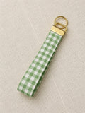 Sage Gingham Wristlet Keychain