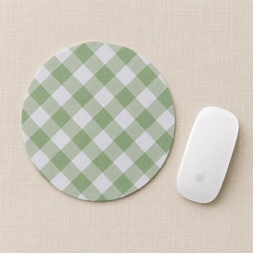 Sage Gingham Mouse Pad