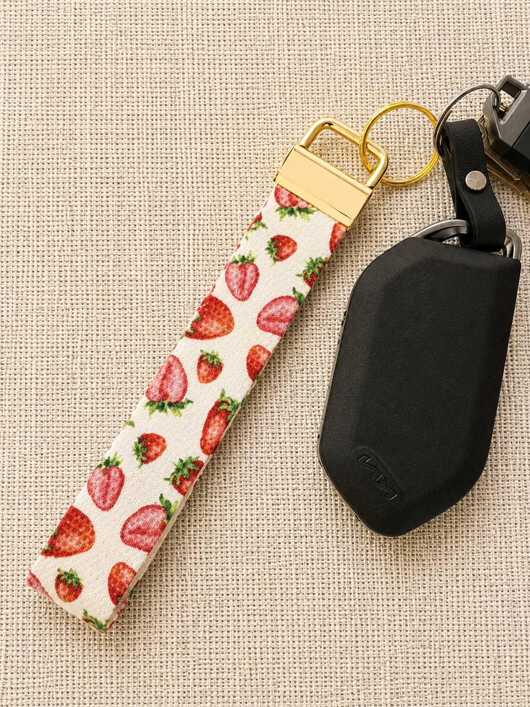 Strawberry Fields Wristlet Keychain