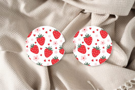 STRAWBERRIES CAR COASTER SET