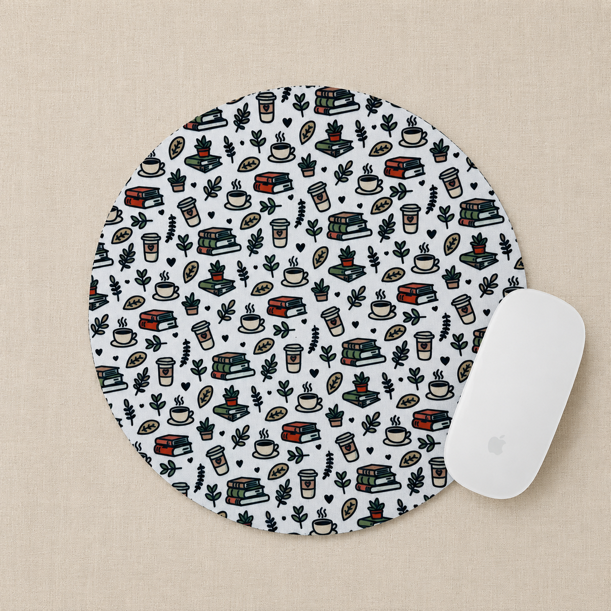 Tapis de souris Livres et café