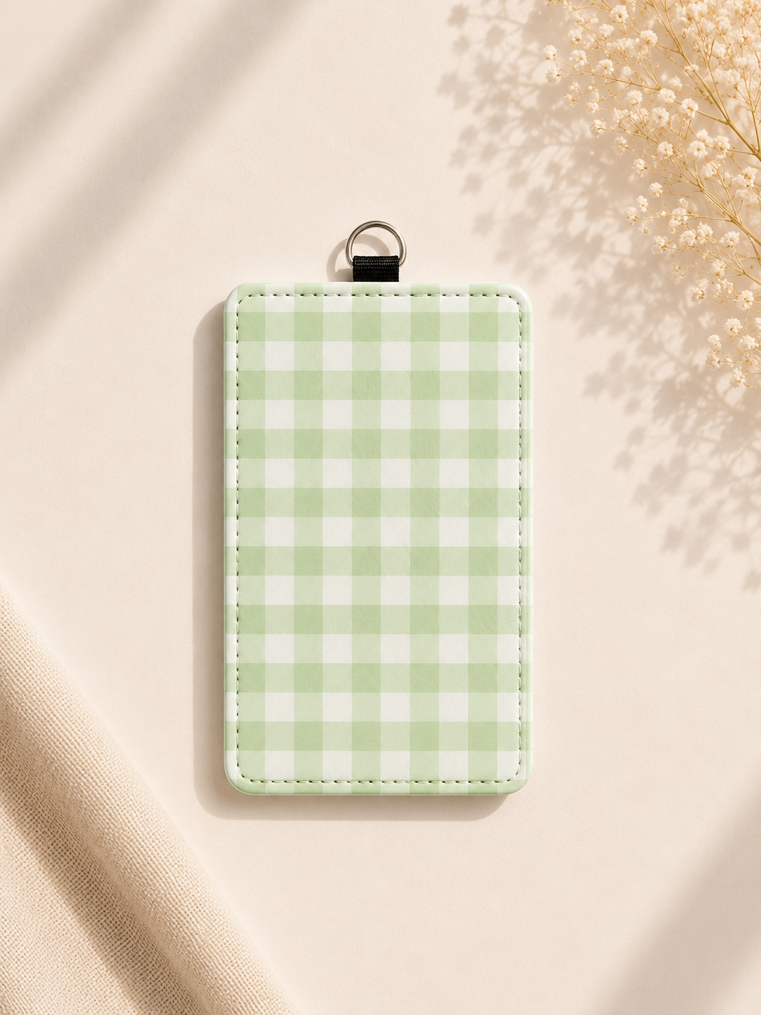 Sage Gingham ID & Travel Badge