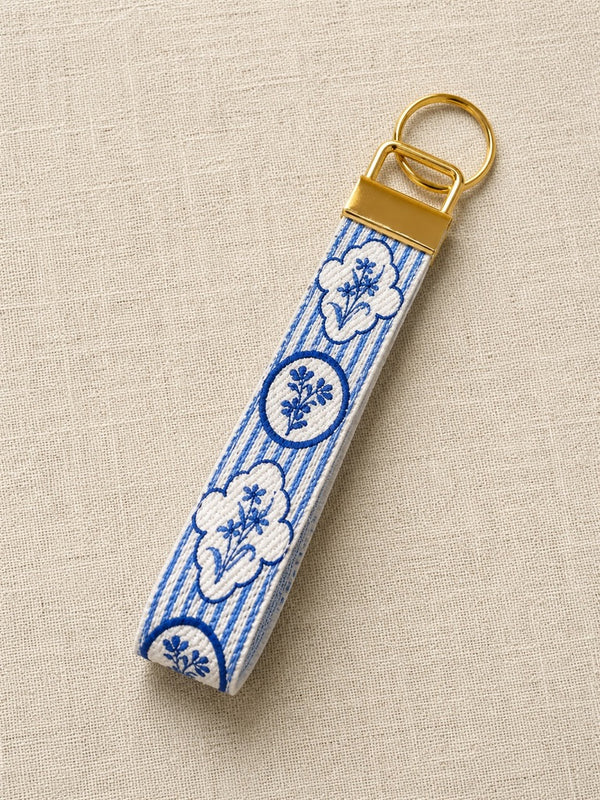 Blue Porcelain Wristlet Keychain