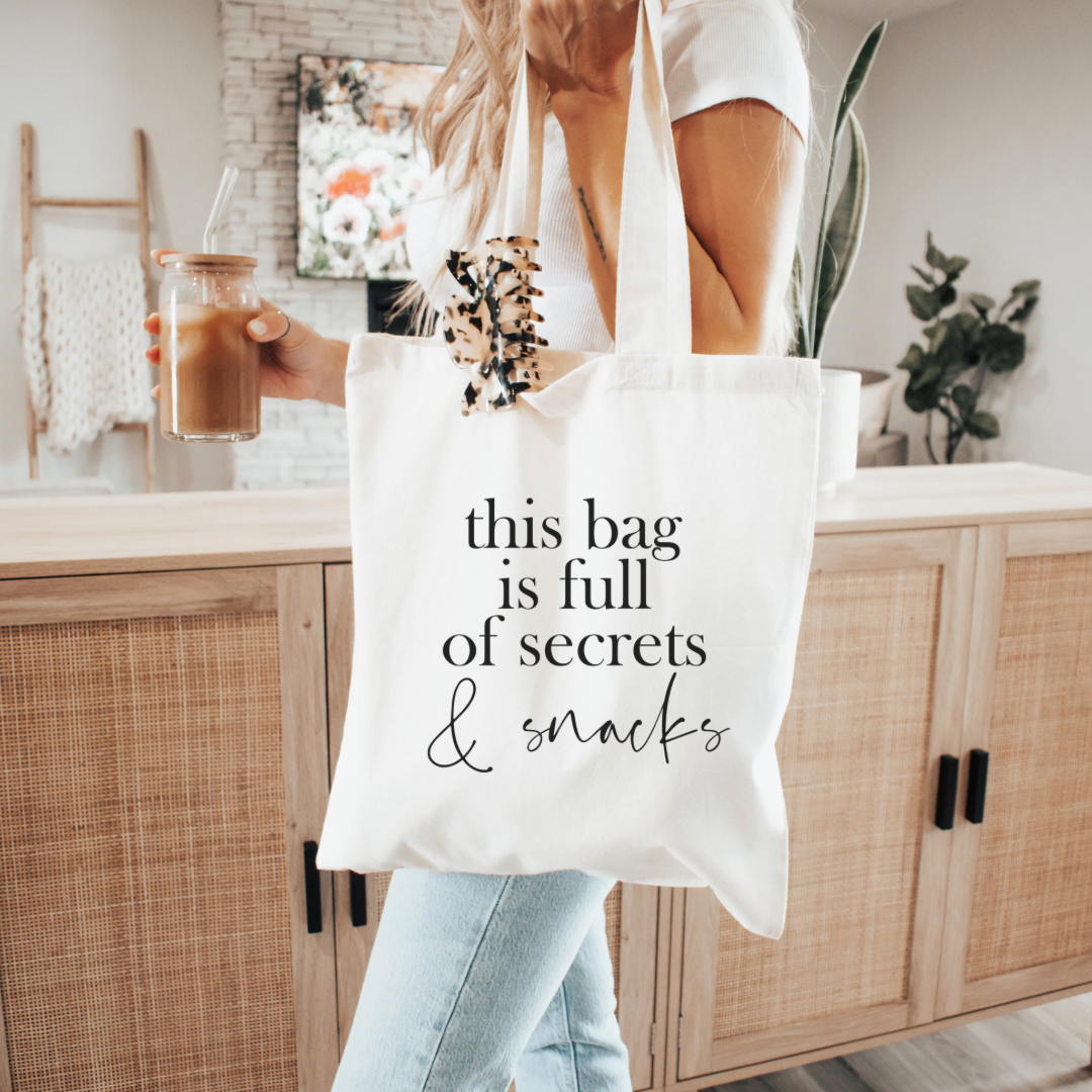 FULL OF SECRETS & SNACKS TOTE BAG