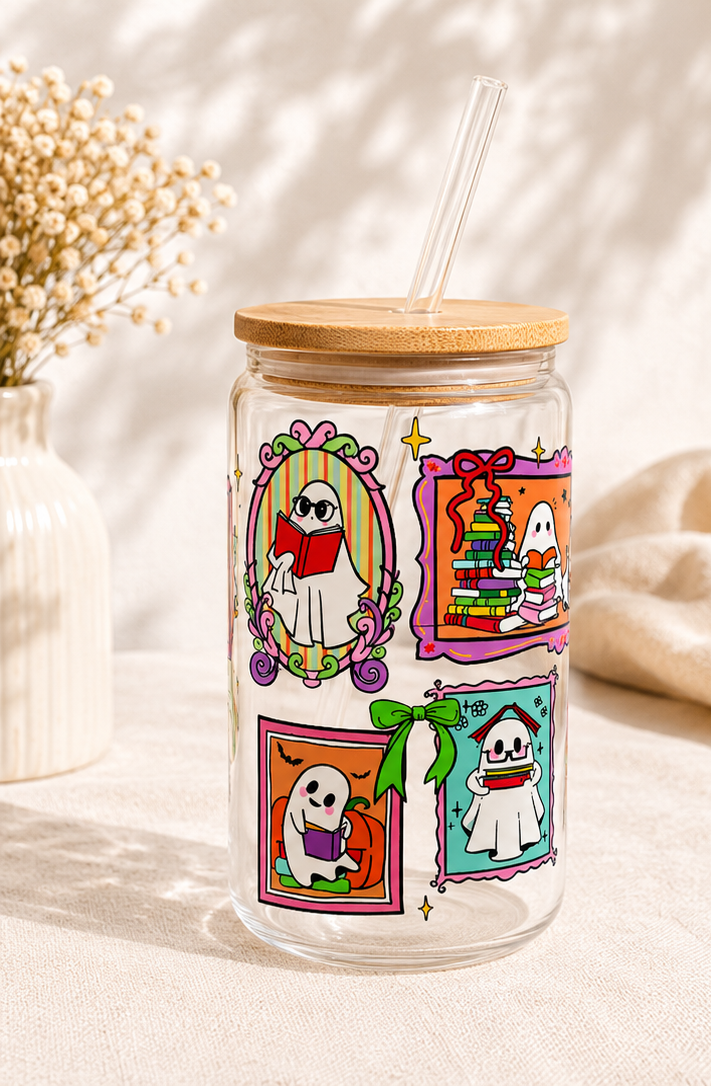 Bookish Boo Glass Cup