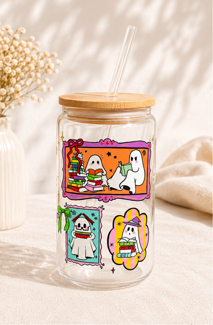 Bookish Boo Glass Cup