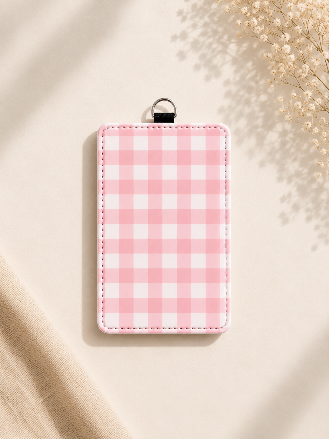 Pink Gingham ID & Travel Badge