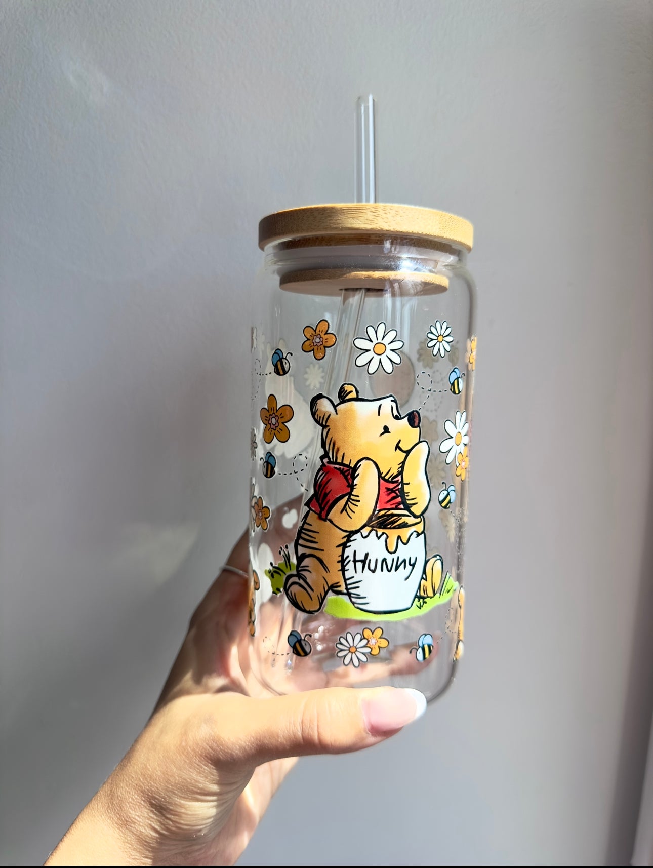 Oh Hunny, Wnnie Inspired Glass Cup