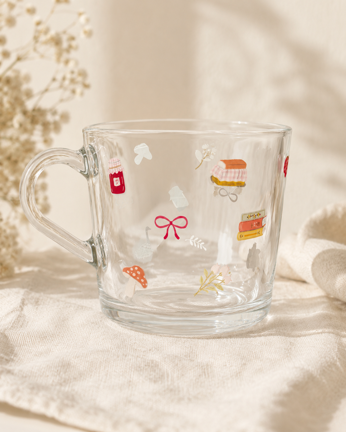 Strawberry Cottage Glass Mug
