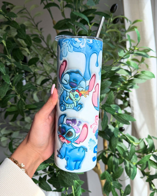 3D Stitch Inspired Travel Tumbler