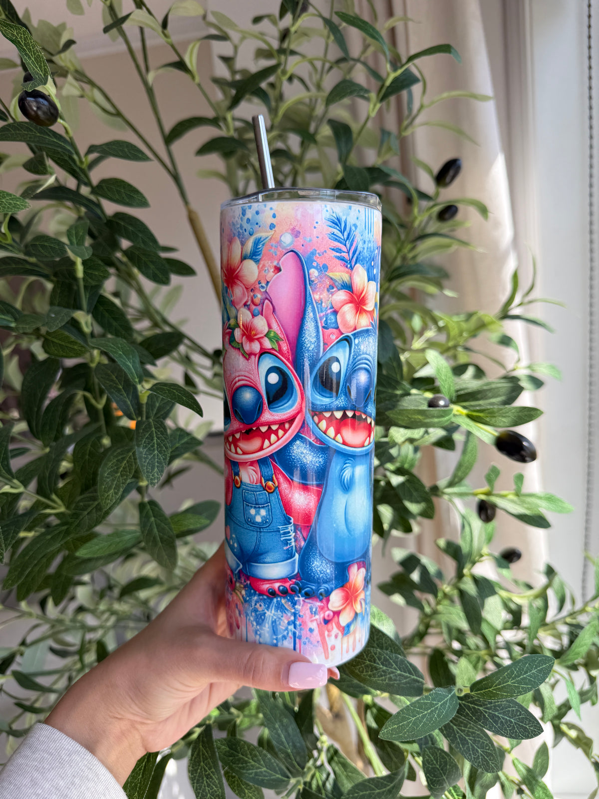 Gobelet de voyage inspiré de Stitch et Angel