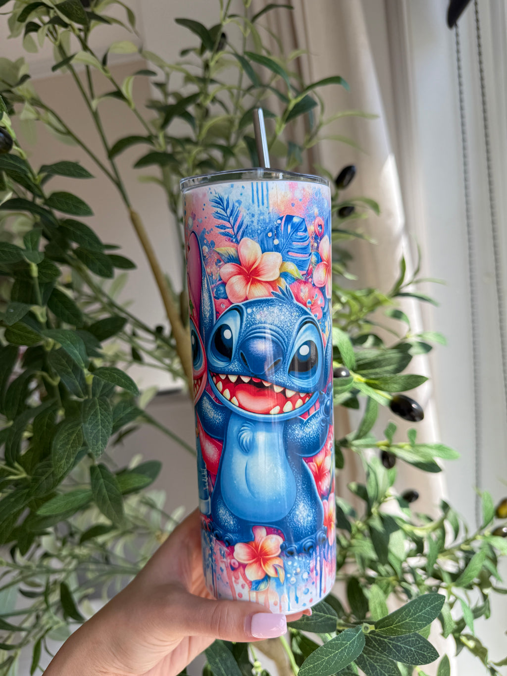 Gobelet de voyage inspiré de Stitch et Angel