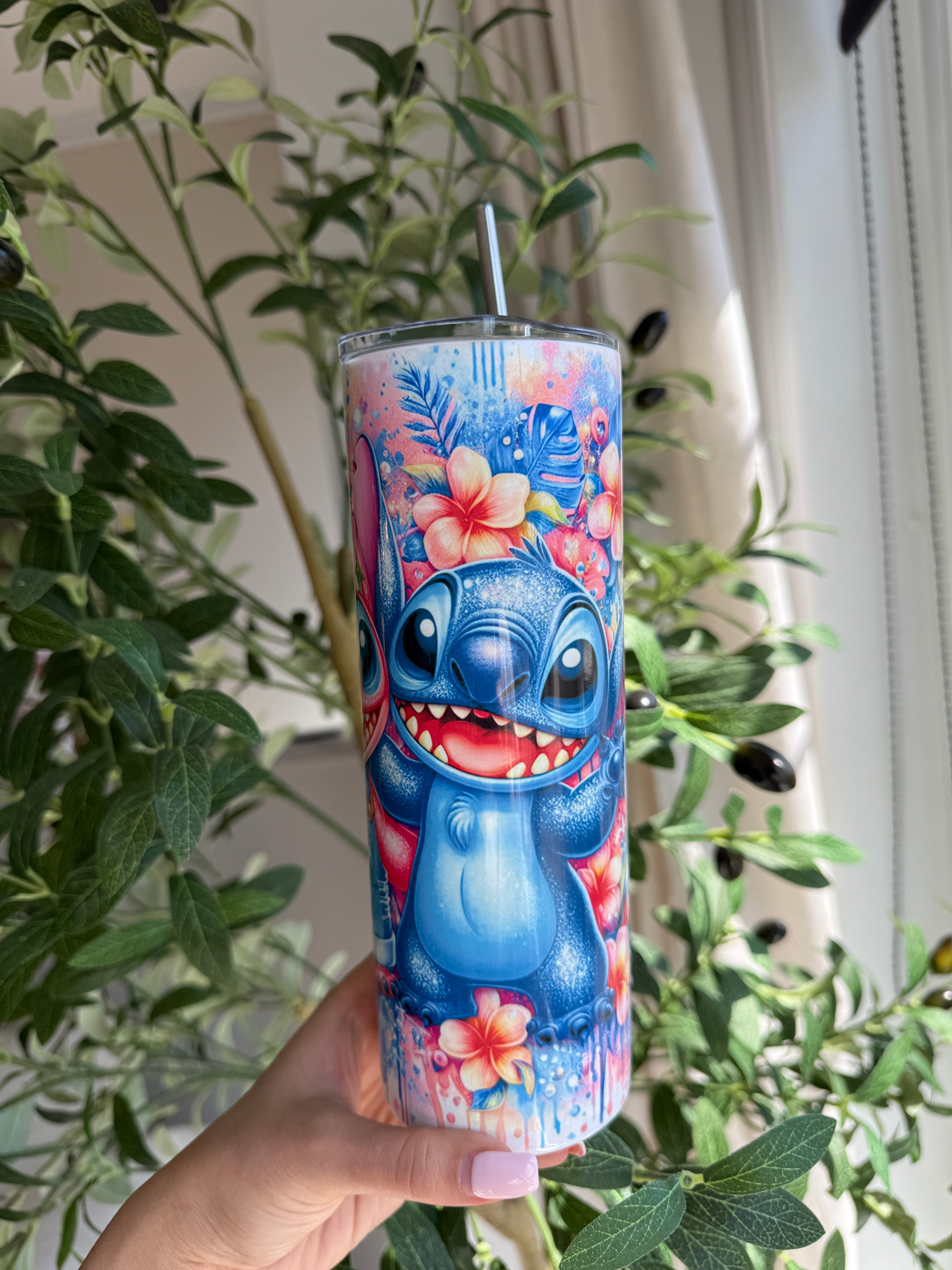 Gobelet de voyage inspiré de Stitch et Angel