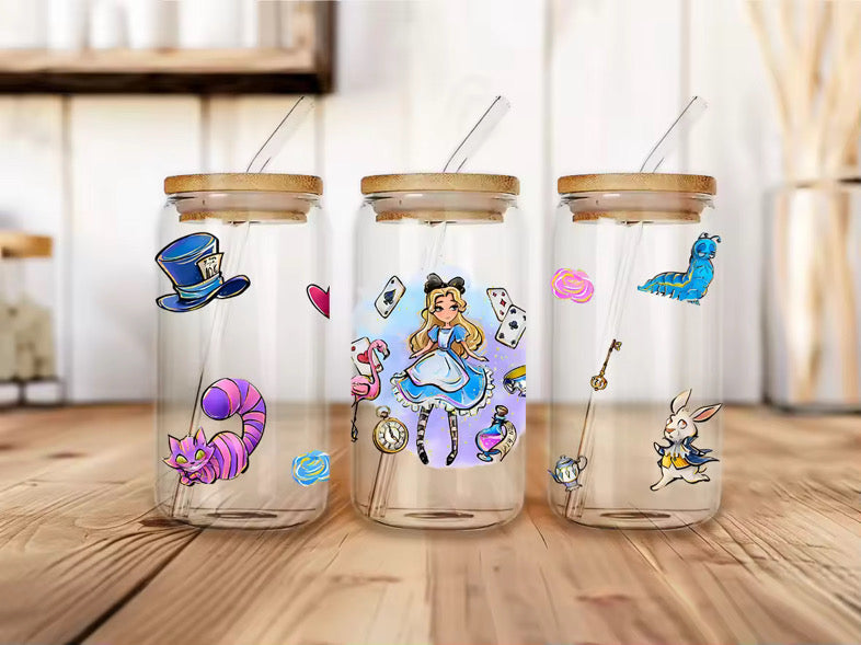 Alice & Wonderland Insipired Glass Cup
