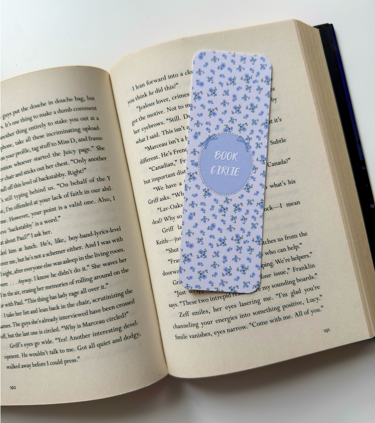 Blue Bookish Linen Bookmark