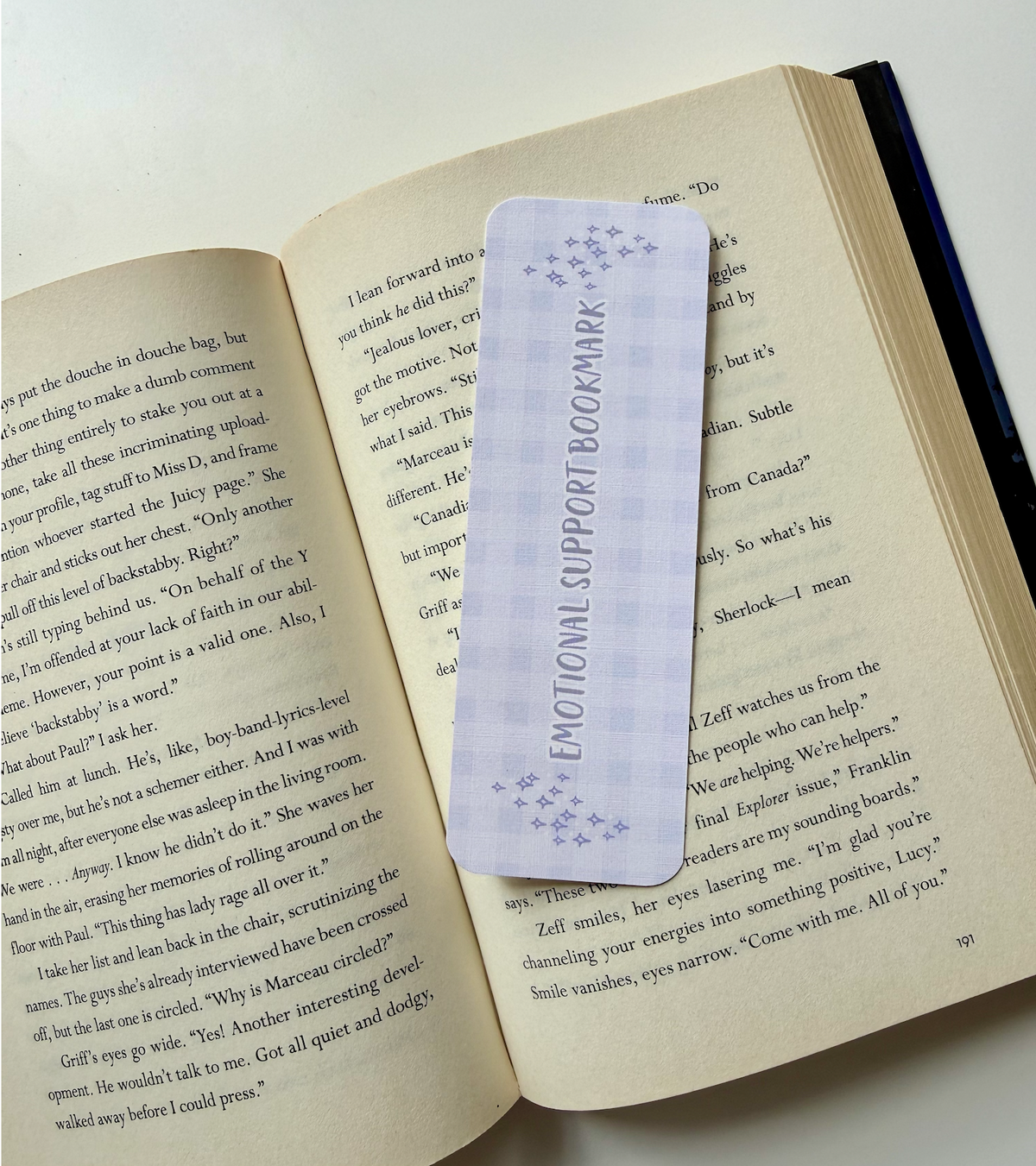 Blue Bookish Linen Bookmark