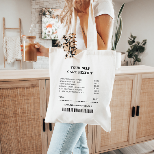 SELF CARE RECEIPT TOTE BAG