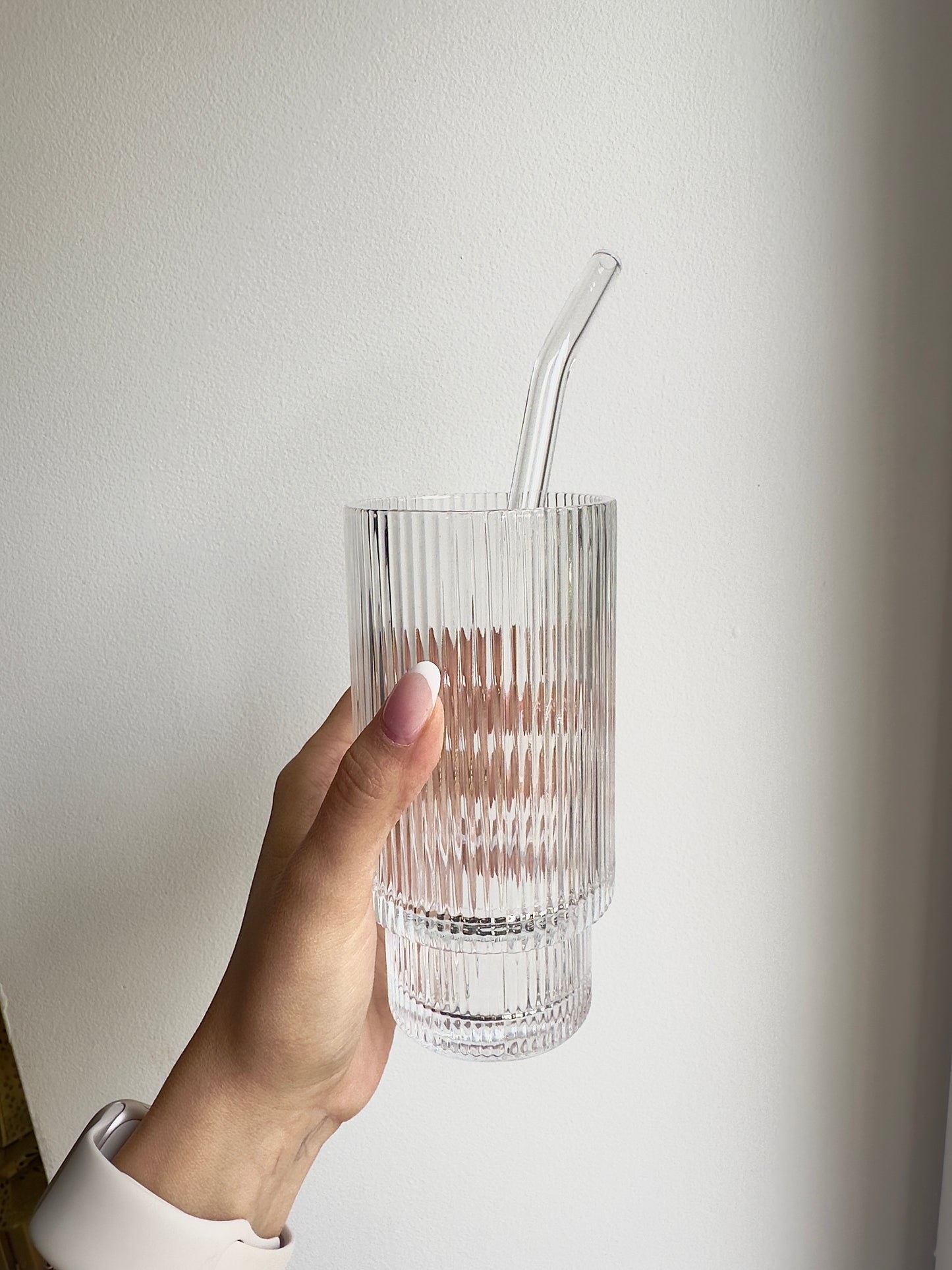 RIBBED GLASS CUP