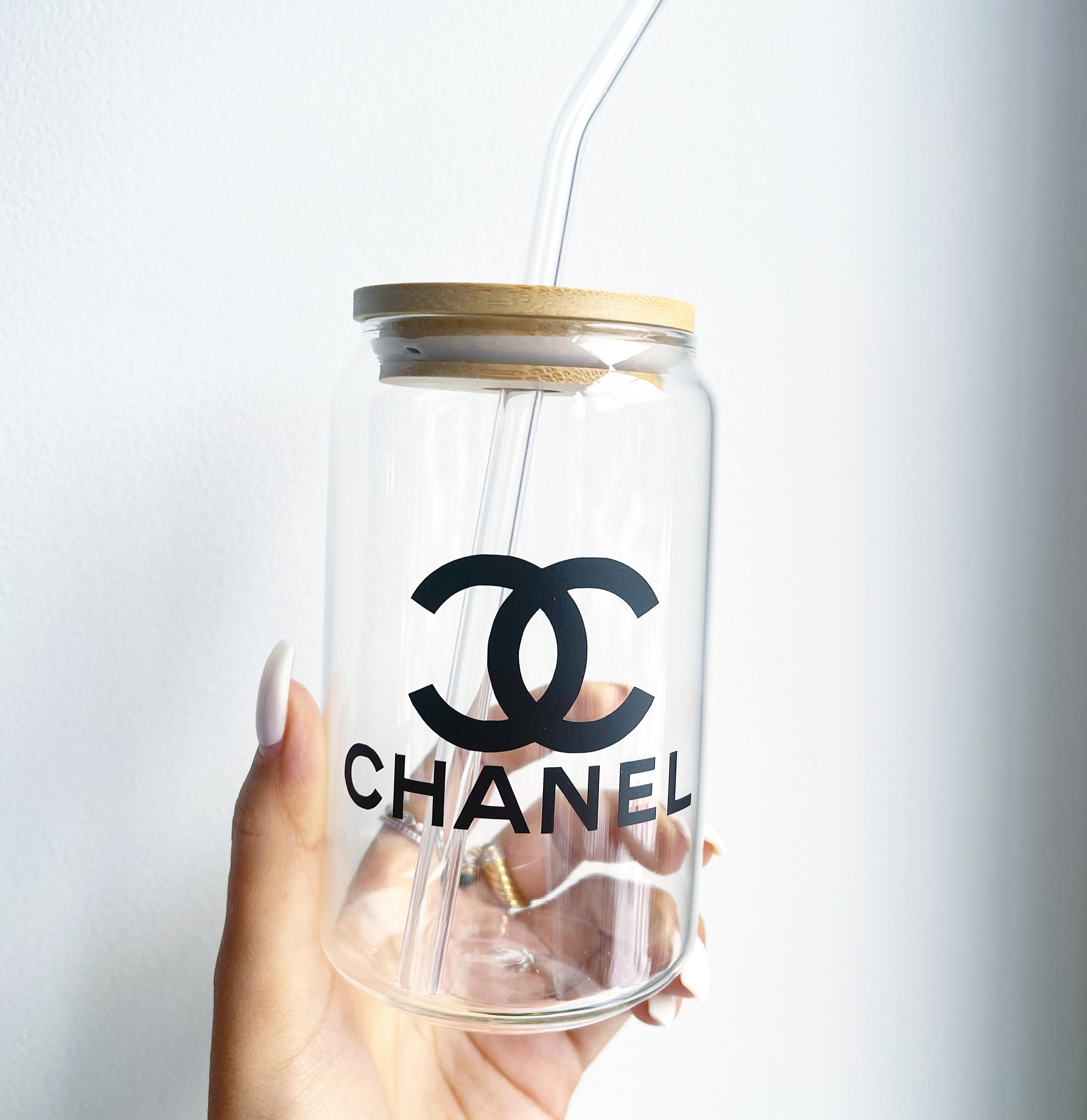 CHANEL INSPIRED GLASS CUP