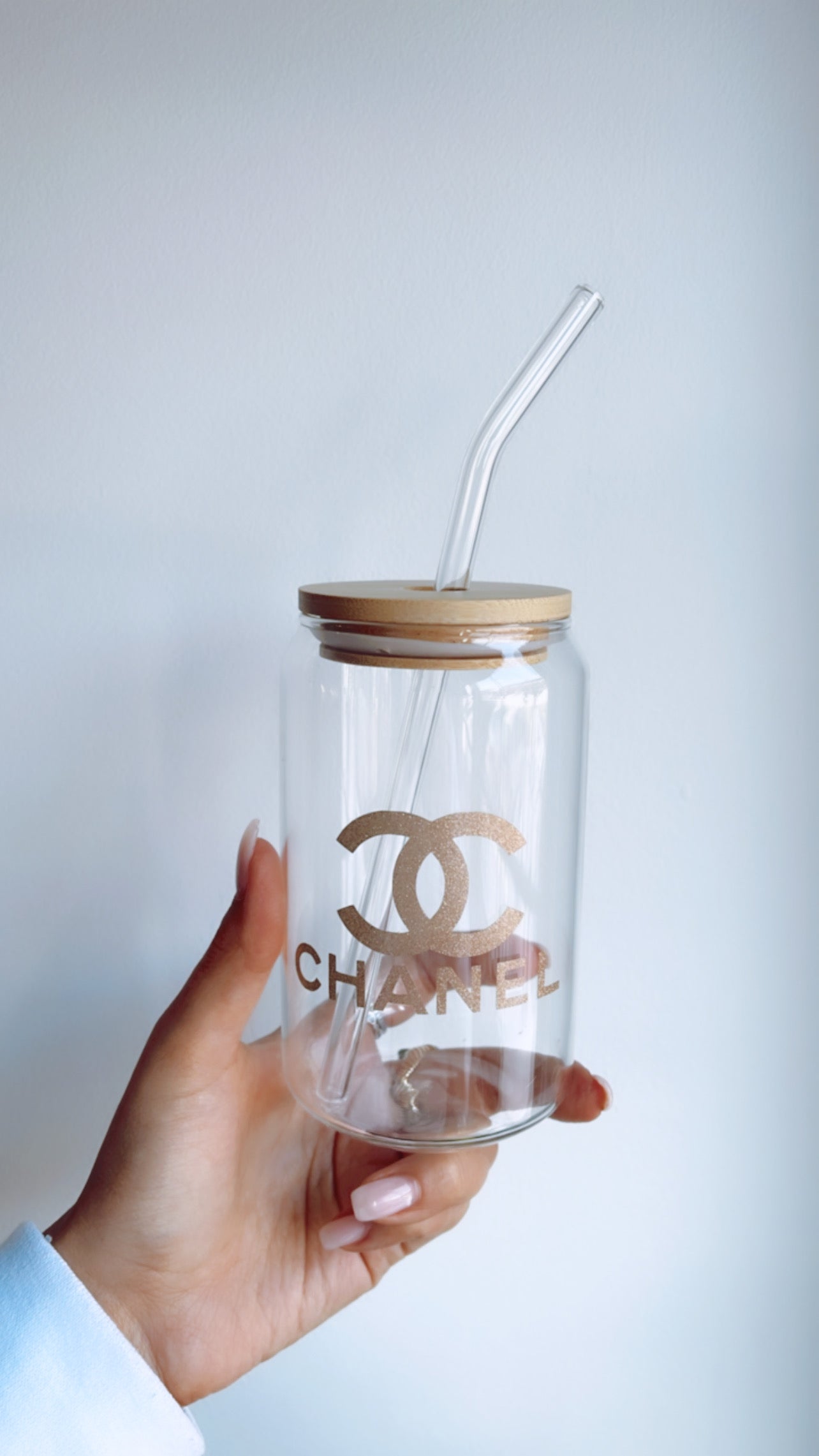 CHANEL INSPIRED GLASS CUP