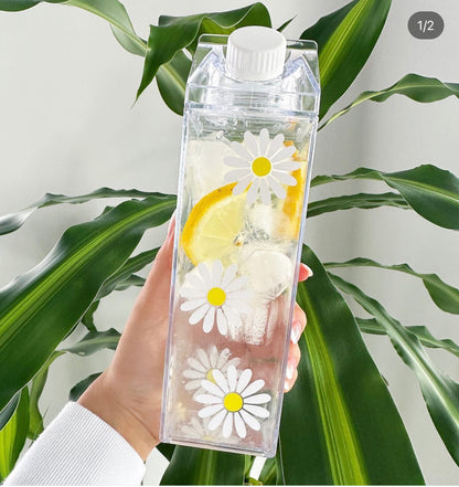 WHITE DAISIES CARTON MILK BOTTLE